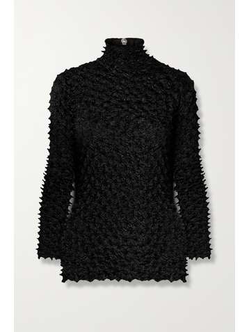 ALEXANDER WANG Satin-cloqué turtleneck top