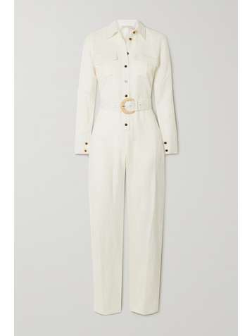 USISI SISTER Lara belted linen-blend jumpsuit