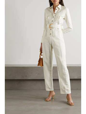 USISI SISTER Lara belted linen-blend jumpsuit