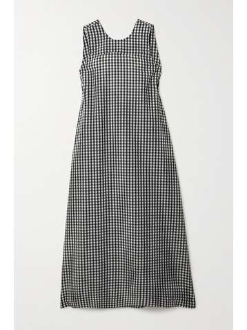 GANNI Robe midi dos ouvert en crépon à carreaux vichy