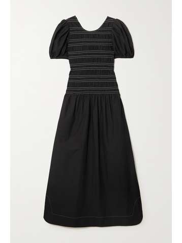 GANNI Midikleid aus Biobaumwollpopeline mit Raffungen