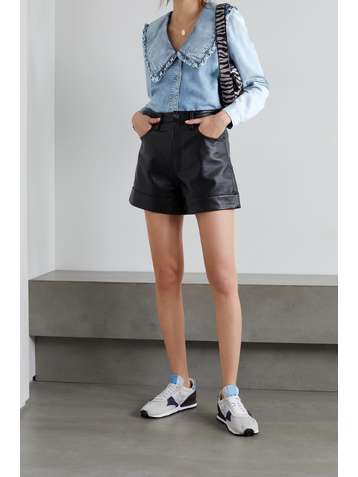 GANNI Jeanshemd aus Bio-Denim mit Rüschen