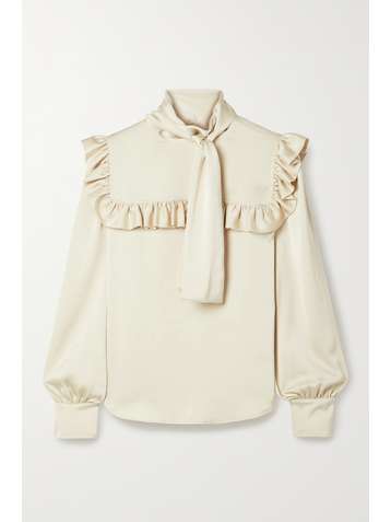SEE BY CHLOÉ Pussy-bow ruffled matte-satin blouse