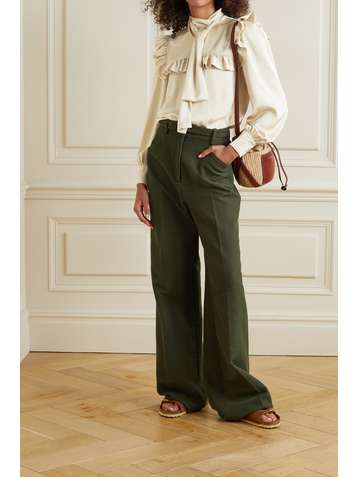 SEE BY CHLOÉ Pussy-bow ruffled matte-satin blouse