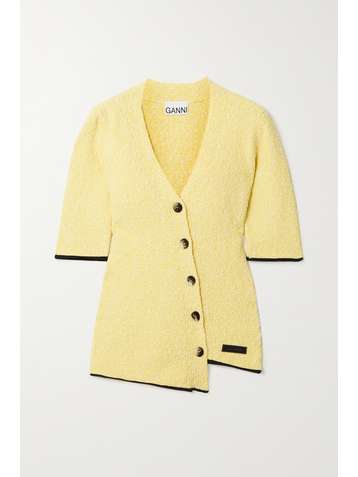 GANNI Cardigan asymétrique en bouclé de coton biologique mélangé