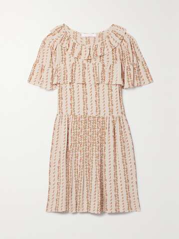 SEE BY CHLOÉ Ruffled floral-print crepe de chine mini dress