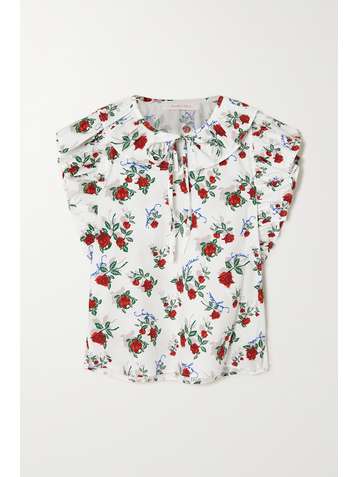 SEE BY CHLOÉ Ruffled floral-print cotton-poplin blouse
