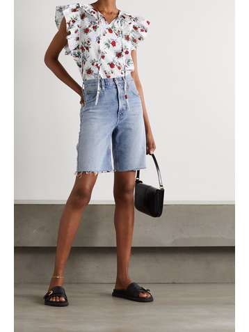 SEE BY CHLOÉ Ruffled floral-print cotton-poplin blouse