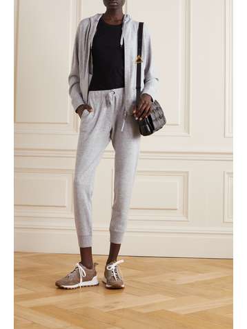 BRUNELLO CUCINELLI Tapered bead-embellished cashmere track pants