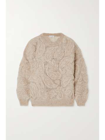 BRUNELLO CUCINELLI Crochet-knit mohair-blend sweater