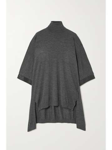 BRUNELLO CUCINELLI Bead-embellished wool and cashmere-blend turtleneck top