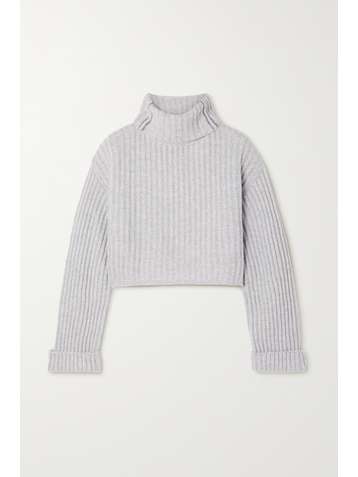 BRUNELLO CUCINELLI Cropped bead-embellished cashmere turtleneck sweater