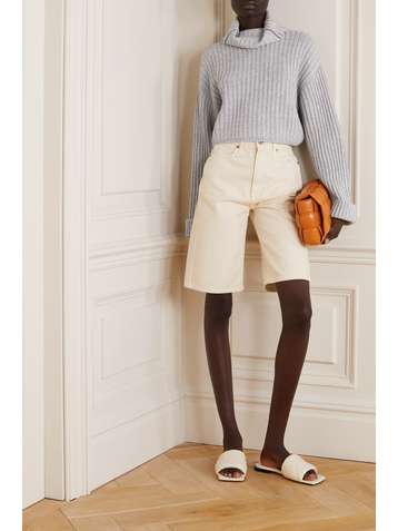 BRUNELLO CUCINELLI Cropped bead-embellished cashmere turtleneck sweater