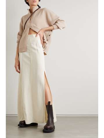 BRUNELLO CUCINELLI Bead-embellished ribbed cashmere cardigan