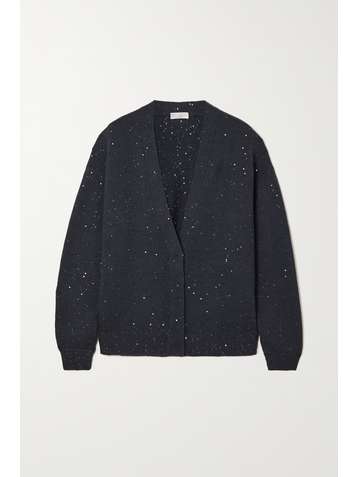 BRUNELLO CUCINELLI Sequin-embellished cashmere and silk-blend cardigan