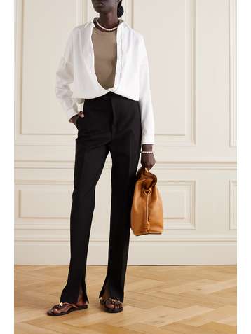 BRUNELLO CUCINELLI Bead-embellished cotton-blend poplin shirt