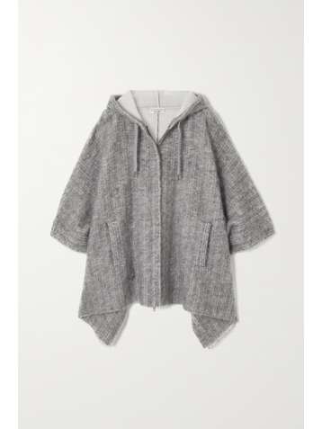 BRUNELLO CUCINELLI Hooded pinstriped knitted poncho