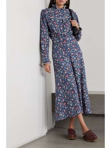 ISABEL MARANT ÉTOILE Darcy lace-trimmed floral-print cotton-poplin midi dress