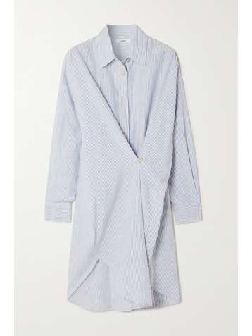 ISABEL MARANT ÉTOILE Seen gathered striped cotton and linen-blend shirt dress