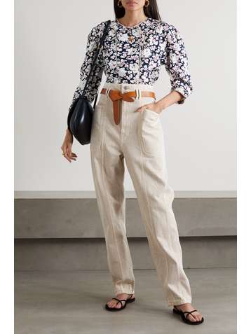 ISABEL MARANT ÉTOILE Ditta lace-trimmed floral-print cotton blouse