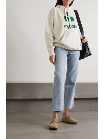 ISABEL MARANT ÉTOILE Mansel flocked cotton-blend jersey hoodie