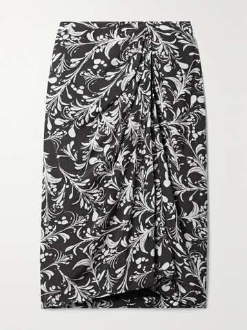 ISABEL MARANT ÉTOILE Colette ruched floral-print crepe de chine skirt