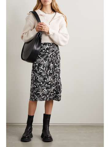 ISABEL MARANT ÉTOILE Colette ruched floral-print crepe de chine skirt