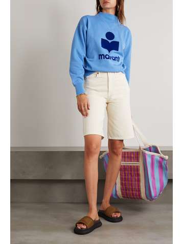 ISABEL MARANT ÉTOILE Moby flocked cotton-blend jersey sweatshirt