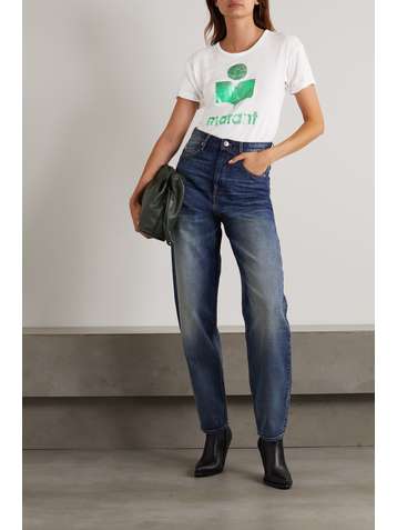 ISABEL MARANT ÉTOILE Koldi T-Shirt aus Flammgarn aus Leinen-Jersey mit Metallic-Print