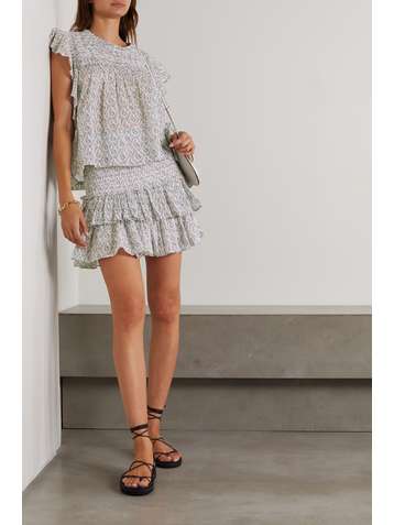 ISABEL MARANT ÉTOILE Layona ruffled floral-print cotton-voile top