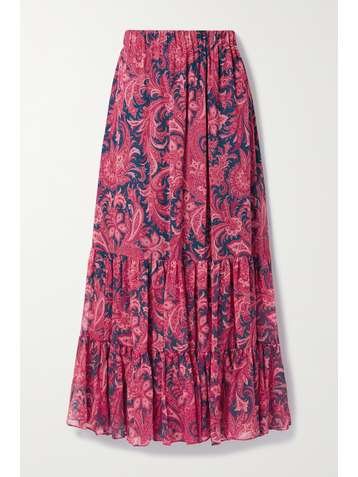 ETRO Tiered paisley-print silk-crepon maxi skirt