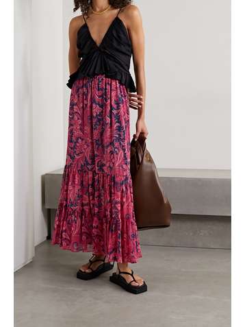 ETRO Tiered paisley-print silk-crepon maxi skirt