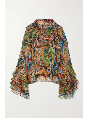 ETRO Ruffled paisley-print silk-crepon blouse