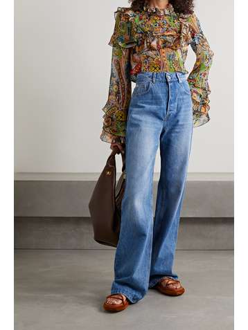 ETRO Ruffled paisley-print silk-crepon blouse