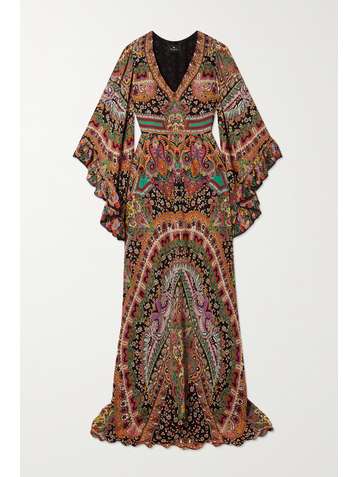 ETRO Ruffled paisley-print silk gown