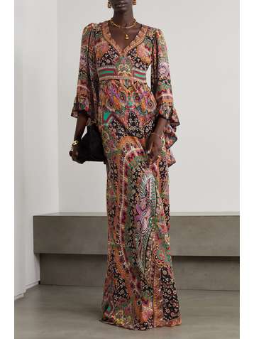 ETRO Ruffled paisley-print silk gown