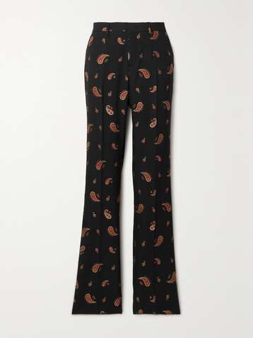 ETRO Embroidered wool-blend twill straight-leg pants