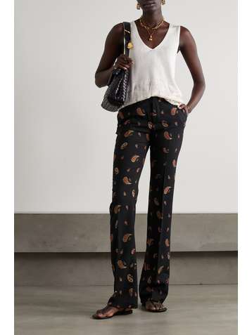 ETRO Embroidered wool-blend twill straight-leg pants
