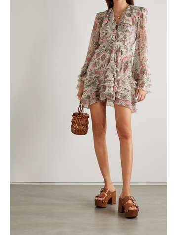 ETRO Ruffled paisley-print silk crepe de chine mini dress