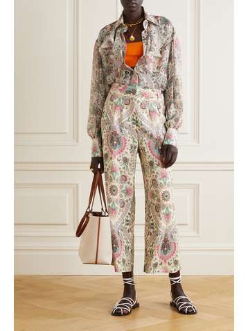 ETRO Pantalon large en crêpe à imprimé cachemire