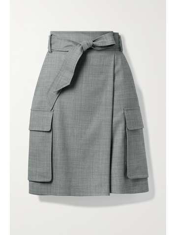 MAX MARA Jupe en laine mélangée à ceinture Verdier