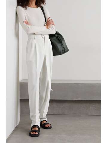 MAX MARA Pantalon droit en crêpe de laine mélangée à plis Carabo