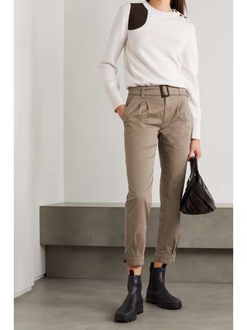 PURDEY Pantalon fuselé en coton mélangé à ceinture