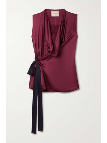 ROKSANDA Andria hammered silk-satin wrap top