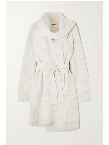 ALTUZARRA Cardigan en laine mérinos et cachemire mélangés côtelés à drapé et à ceinture Battersea