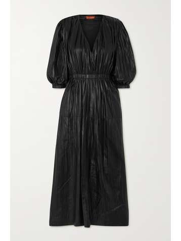 ALTUZARRA Robe midi en cuir plissé Barbarosa