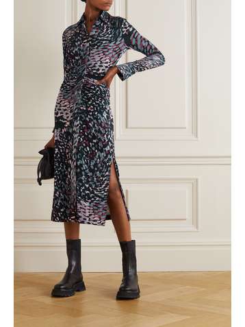 ALTUZARRA Robe-chemise midi en jersey stretch imprimé Claudia