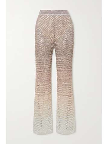 MISSONI Pantalon large en mailles crochetées métallisées à rayures et à sequins
