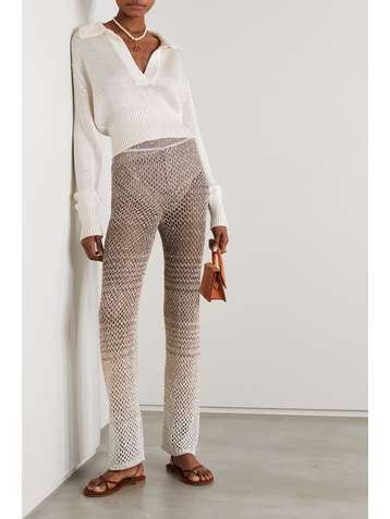 MISSONI Pantalon large en mailles crochetées métallisées à rayures et à sequins