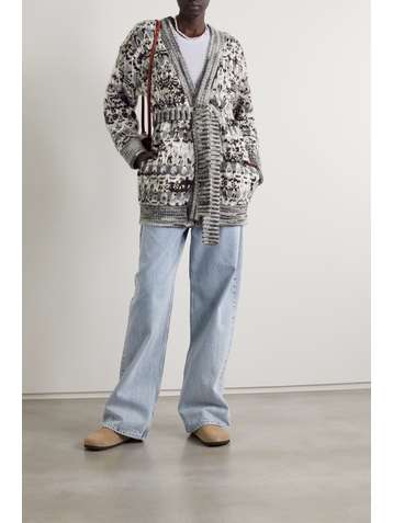 MISSONI Belted intarsia alpaca-blend cardigan